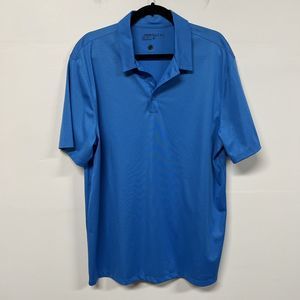 Nike Golf Dri-Fit Mens Polo Size L Blue Embossed Tri-Blade Short Sleeve Business
